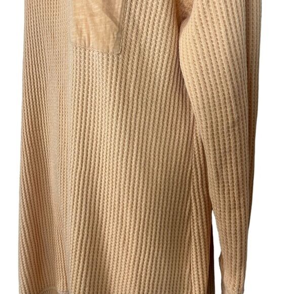 Soft Surroundings Waffle Knit Long Line Orange Pullover Shirt Raglan Top sz S - Picture 9 of 16